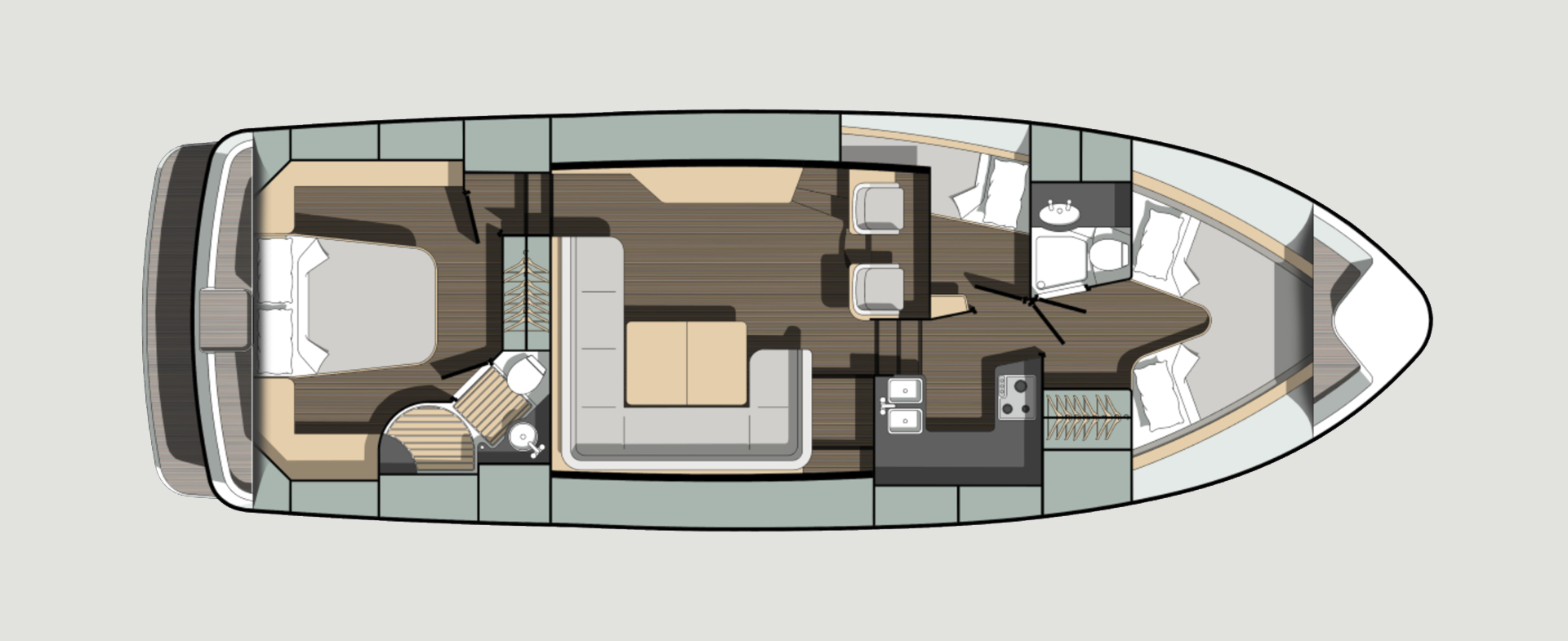 Hardy 42 5 berth deck plan
