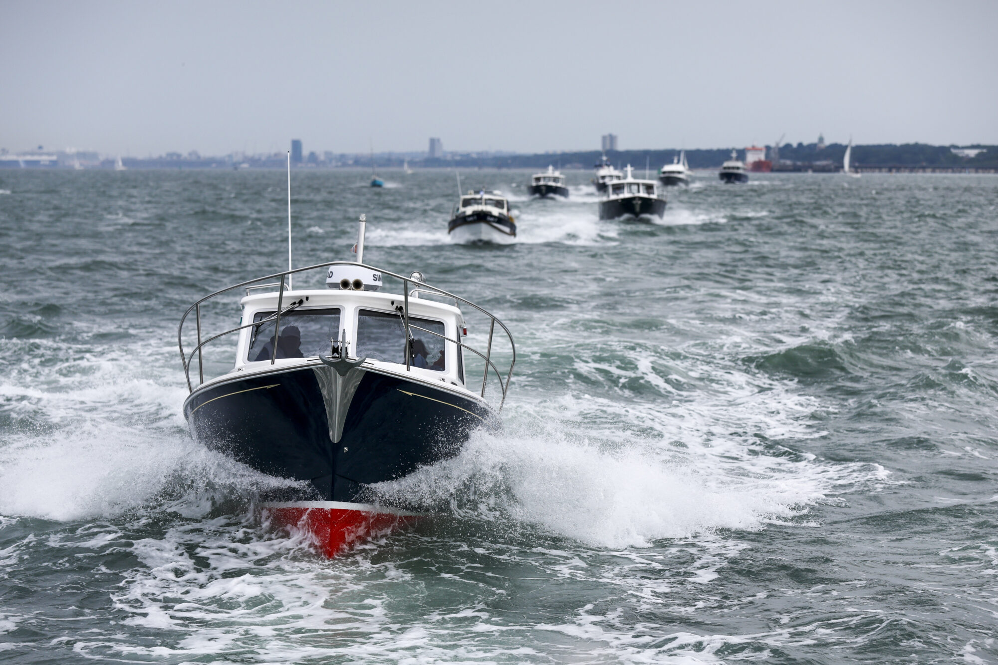 Duchy 35 leading the fleet across the Solent