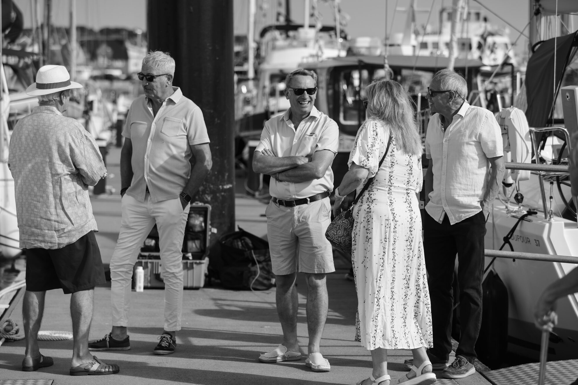 Dave Cockwell chatting to owners on the pontoon