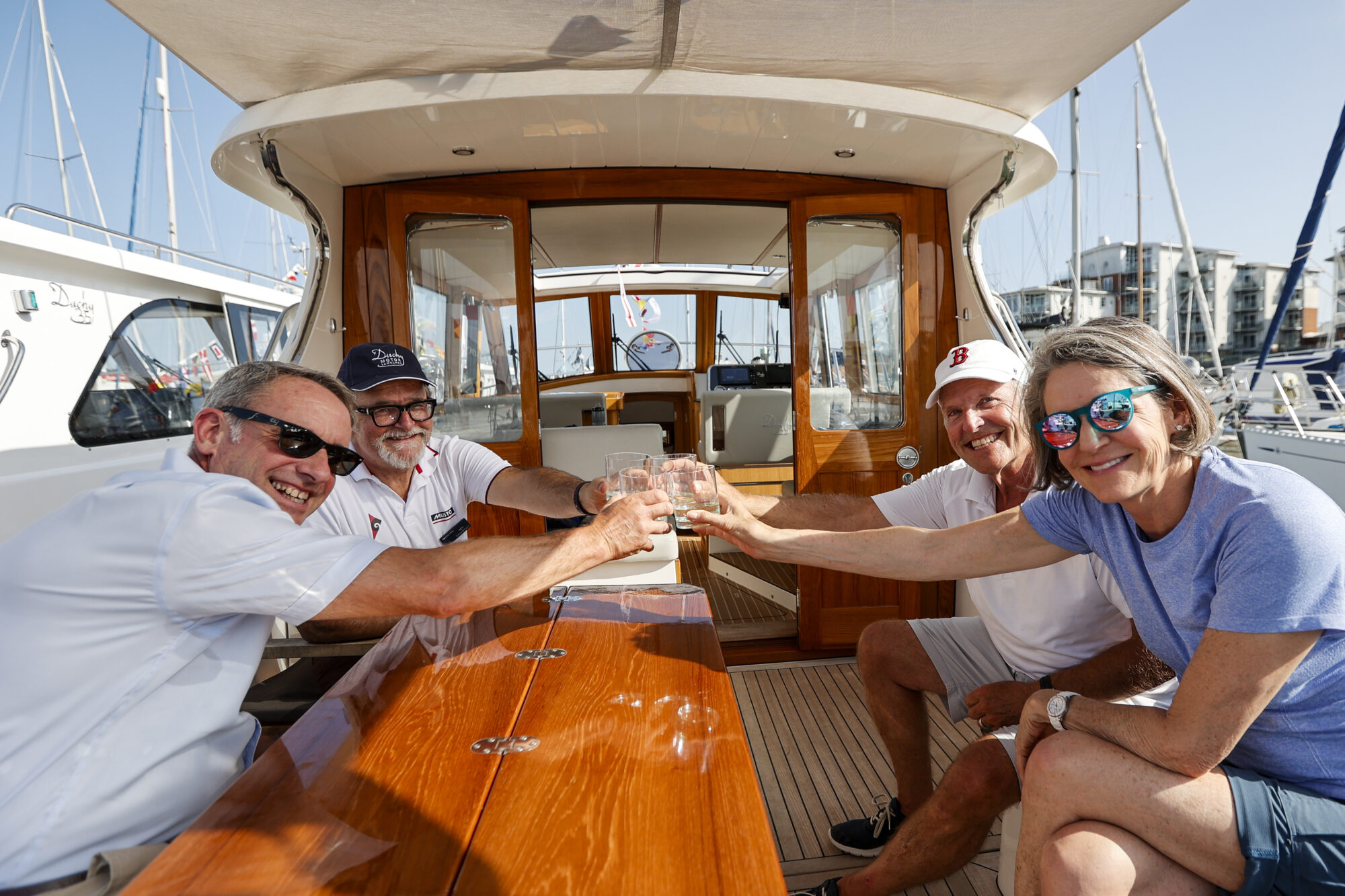 Enjoying drinks aboard a Duchy 35